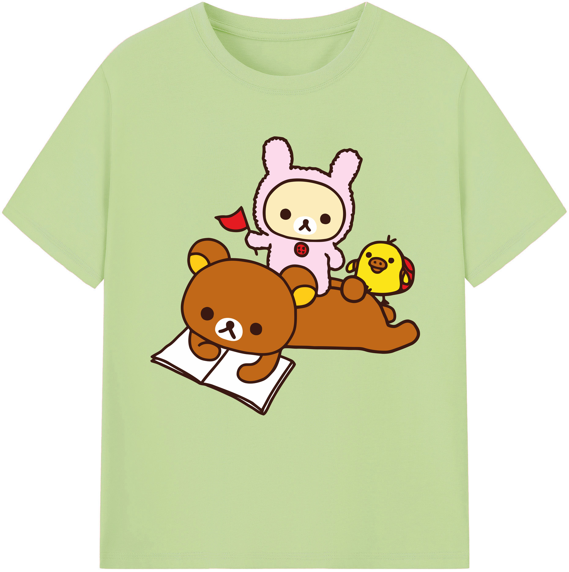 （画像用） リラックマ リラックマ キイロイトリ Rilakkuma Korilakkuma Kiiroitori 綿100％半袖Tシャツ（フロントプリント）